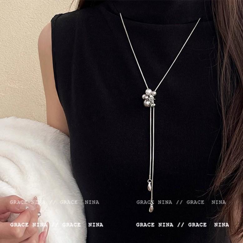 Elegant Double-Layer Long Sweater Necklace for Women
