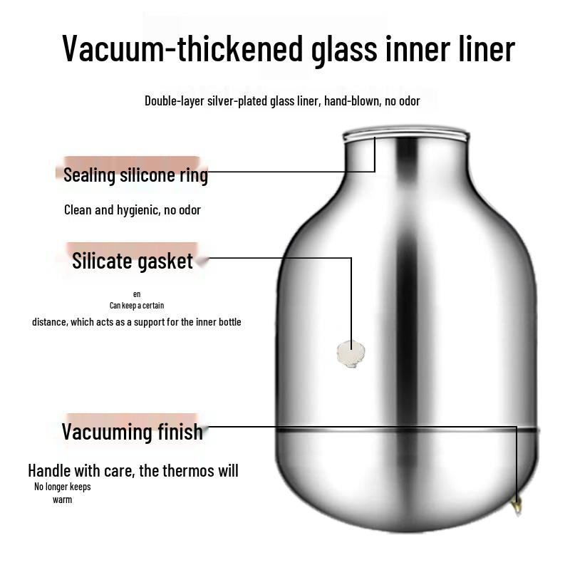 Large Capacity Insulated Thermos Flask with Glass Liner - Buy Large, Get Small Free