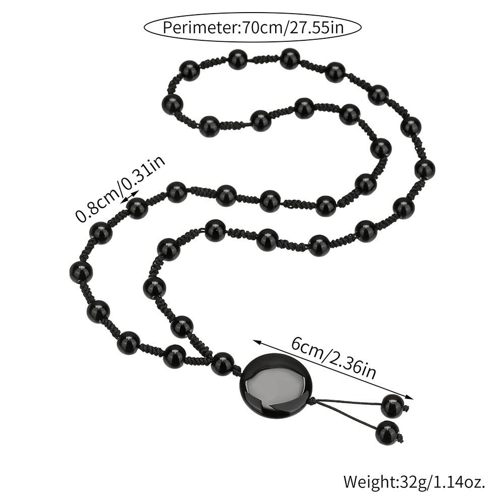 

Gothic Black Agate Pendant Necklace With Tassel For Men And Women Accessory