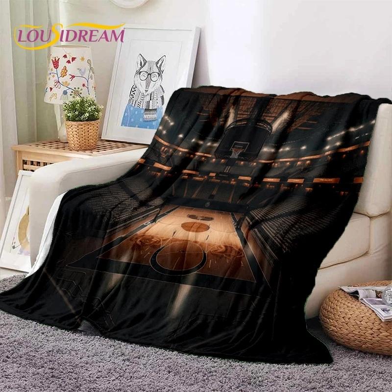 Lastest Basketball Court Frame Soft Blankets,Keep Warm Throw Blanket Comfortable Blanket for Picnic Beds Sofa Home Bedroom gift
