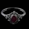 Exquisite Red Ruby Embedded Thai Silver Black Engagement Ring For Women Stylish Sizes 6 To 10
