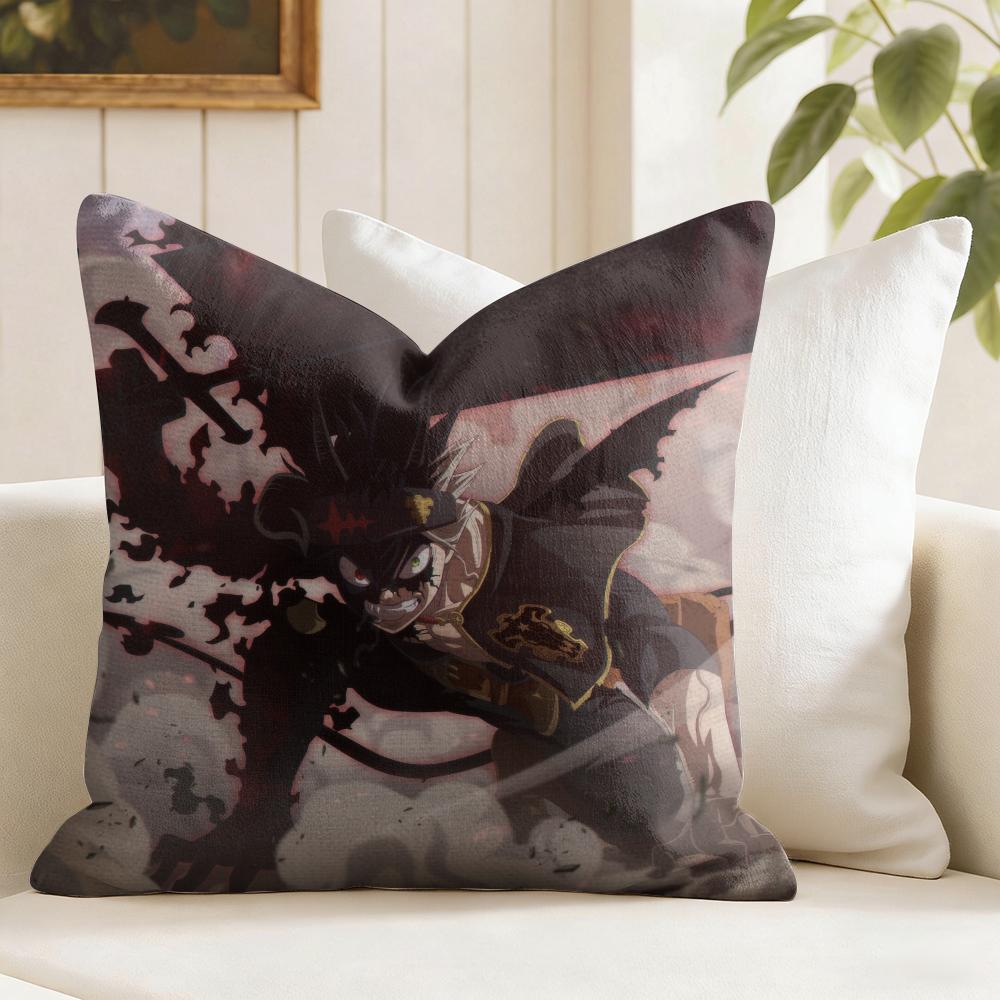 Cartoon Black CClover Cushion Cover Eco Linen Pillow Case DoubleSided Print Breathable Durable Zipper Home Decor Gift
