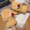 Cute Cake Bear Half Finger Flip Plush Gloves Women's Season Plush Thickened Warm Student Writing