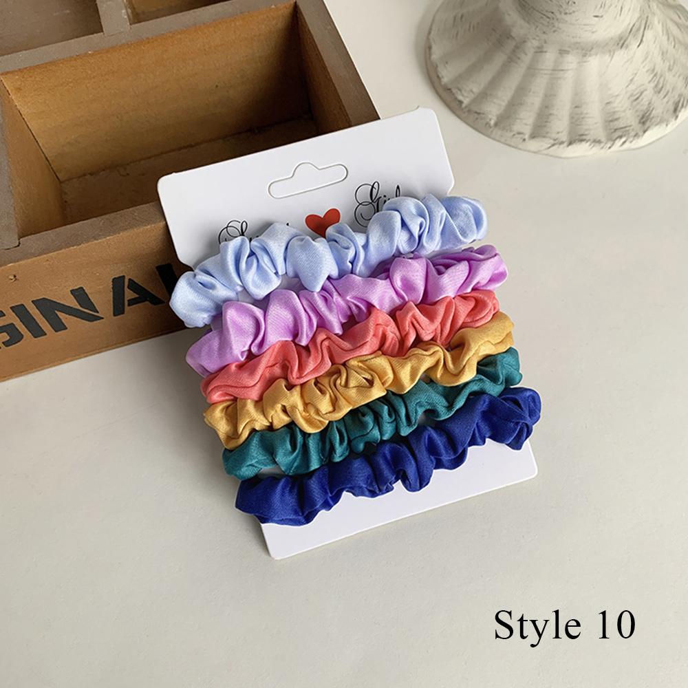6pcs/lot Hair Scrunchies Ponytail Holder For Women Girls Hair Accessories Satin Headwear Solid Hair Bands Scrunchy Ties Ropes