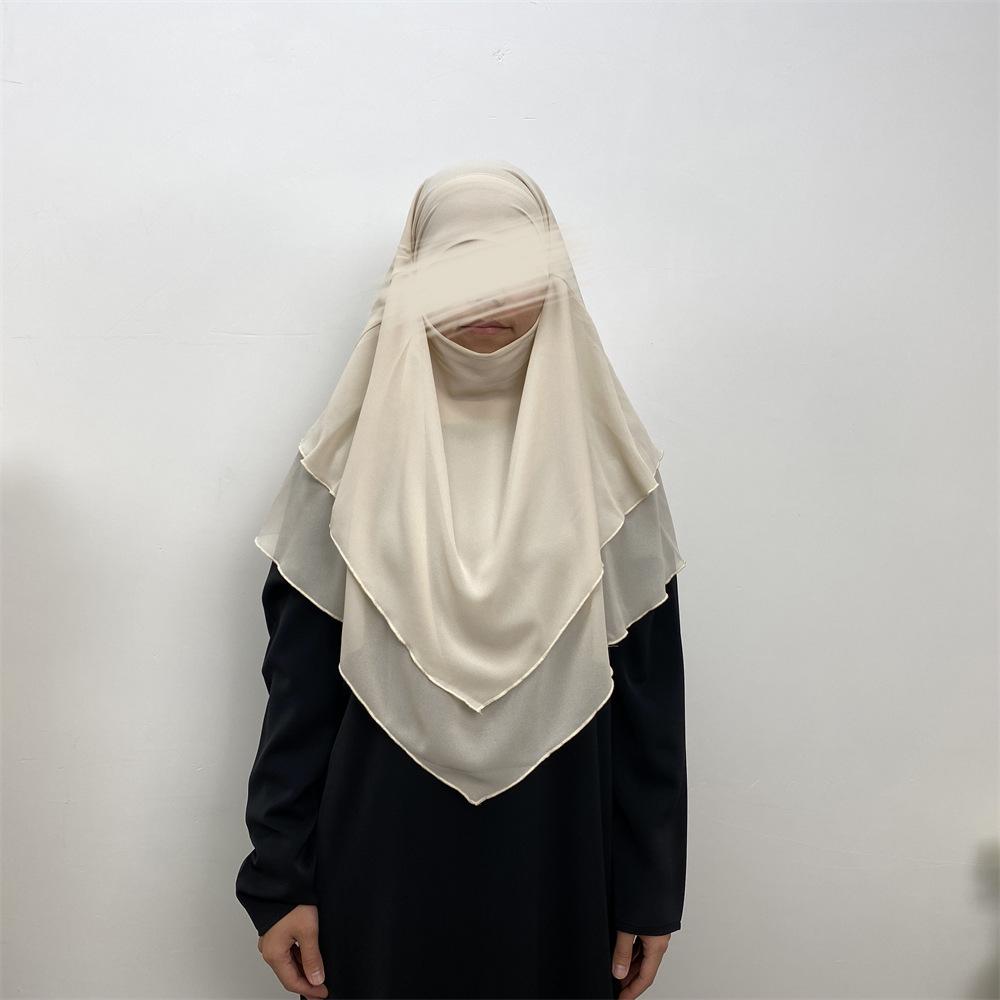 Pañuelo de Chifón de Doble Capa de Color Sólido - Estilo Medio Oriente, Dubái, Turquía (Grande, 2305)