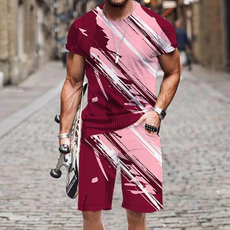 

Men s T-shirt Set Fashion Hot Street Casual Sportswear Hip-hop Luxury Harajuku Summer Outfit Tops Funny Short Sleeve