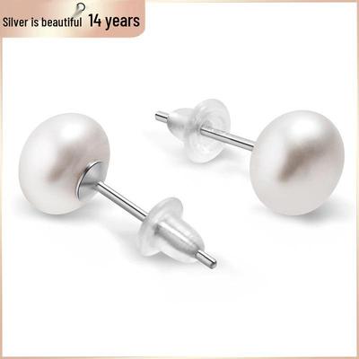 925 Sterling Silver Freshwater Pearl Stud Earrings - Korean Style Fashion Jewelry for Christmas