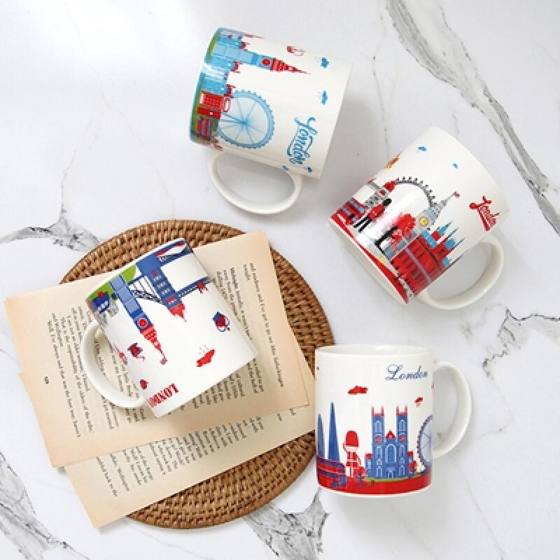 City Cafe Mug London 4-piece Set, Individual Box Gift, Vintage Feel