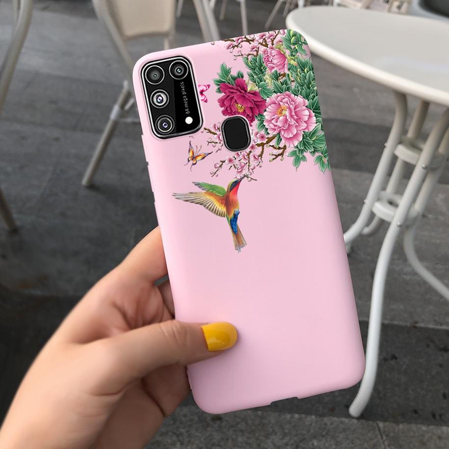 Silikonový kryt Pro Samsung M31 M 31 Obal Čerstvá květina Pírko Nárazuvzdorný kryt telefonu Pro Samsung Galaxy M31s M31 s M315 M317 Etui