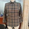 DAFIFY  Women's Fashion Casual Spring Autumn Plaid Print Long Sleeve POLO Neck Blouses & Shirts