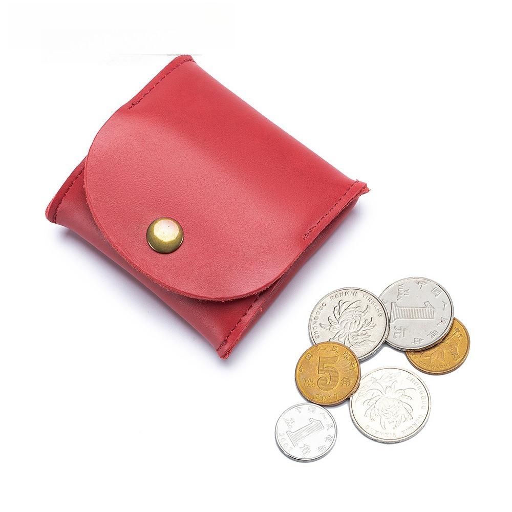 Leather Japanese-style Small Money Bag, Cowhide Coin Bag, Mini Earphone Bag.