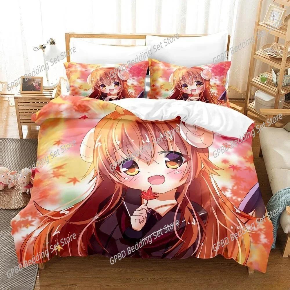 New Anime Girls The Demon Girl Next Door Bedding Set Single Twin Full Queen King Size Bed Set Adult Kid Bedroom Duvetcover Sets