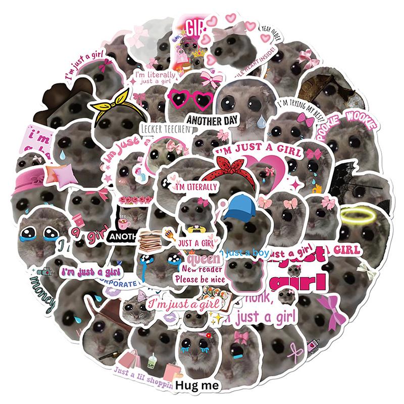 56 Pcs Sad Hamster Meme Room Decor Wall Art Stickers Papel Tapiz Pared Adhesivo Pegatinas De Pared Impermeable Cozinha Bookmark
