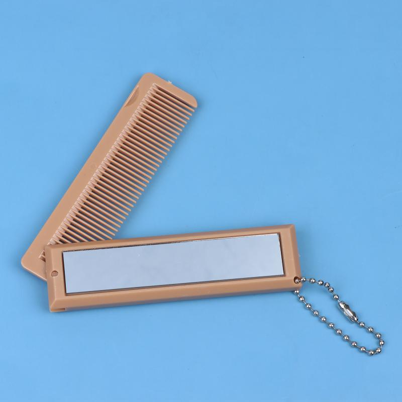 

2 In 1 Folding Chocolate-Shaped Folding Comb With Vanity Mirror Makeup Mirror Portable Massage Comb Brush For Salon Travel Hair светло-коричневого