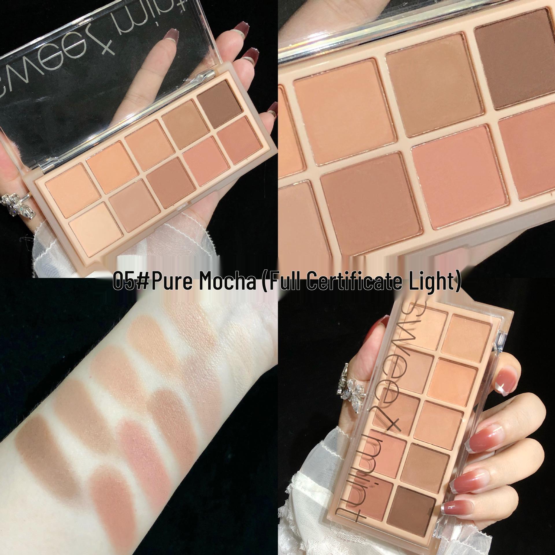 Sweet Mint 10-Color Eyeshadow Palette - Matte, Pearl, Shimmer, Glitter, Milk Tea & Earth Tones.