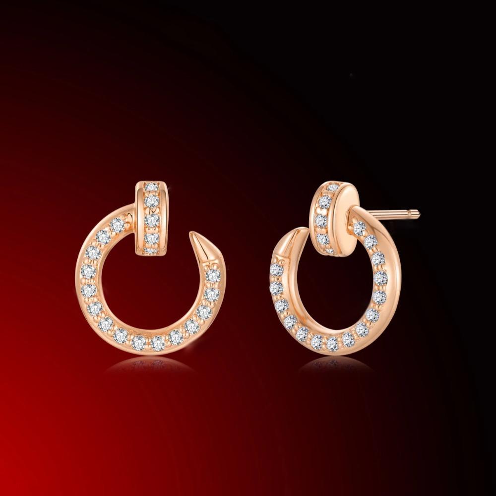 

Elegant U-Shape Diamond Lock Earrings Minimalist Nail Stud Hoop Horsehoe Earrings for Women