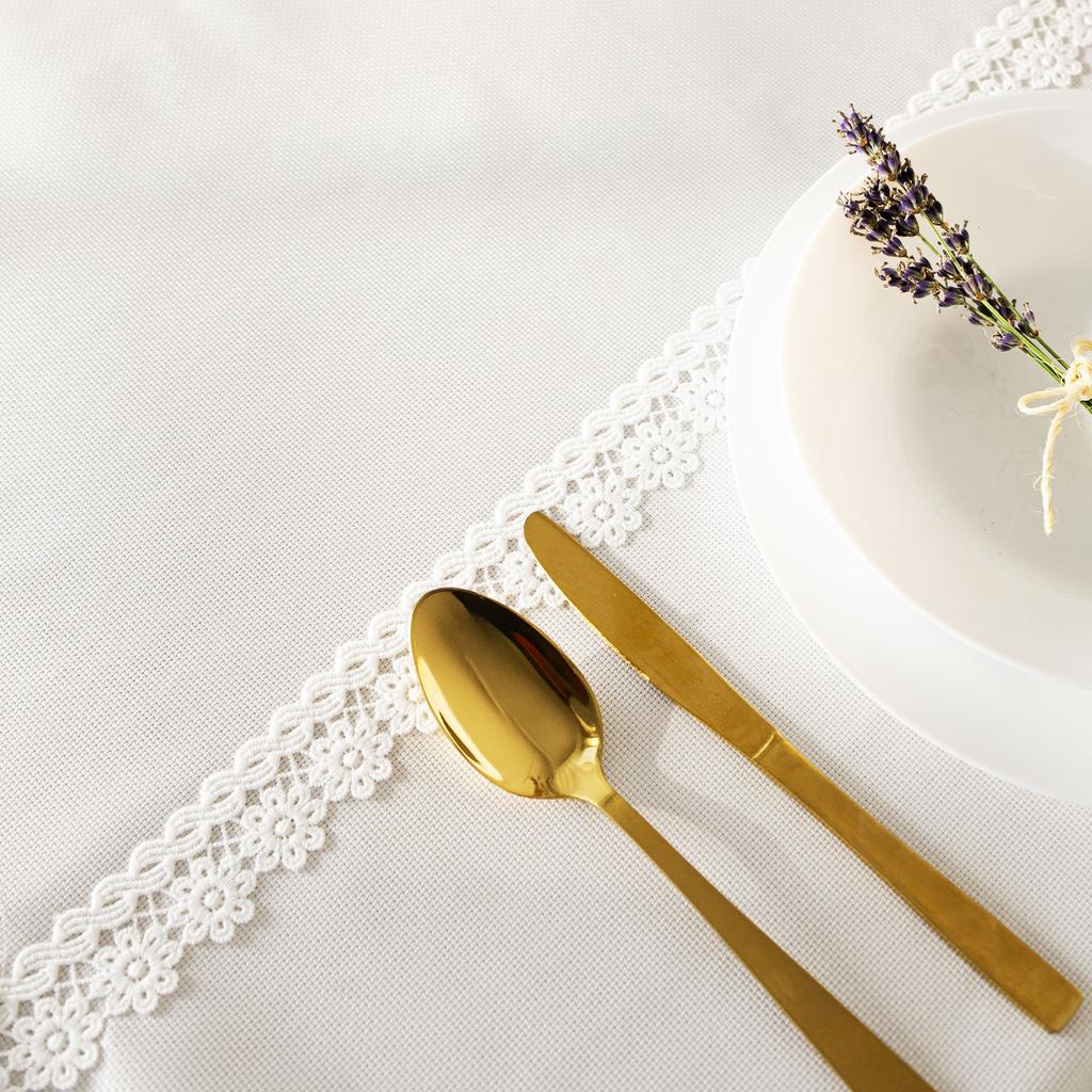 Modena - Tablecloth with Guipure Lace - - White