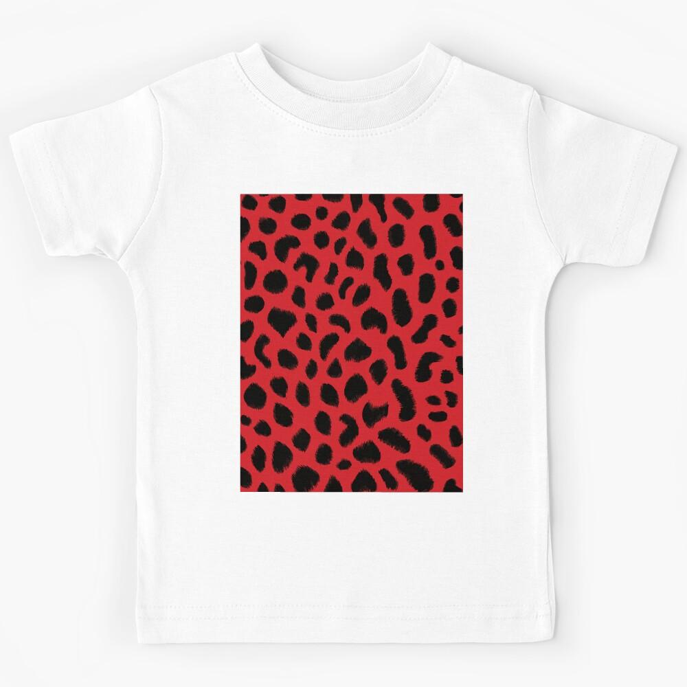 A Chetah fur pattern Design in bright red and black. Kids T-Shirt 130