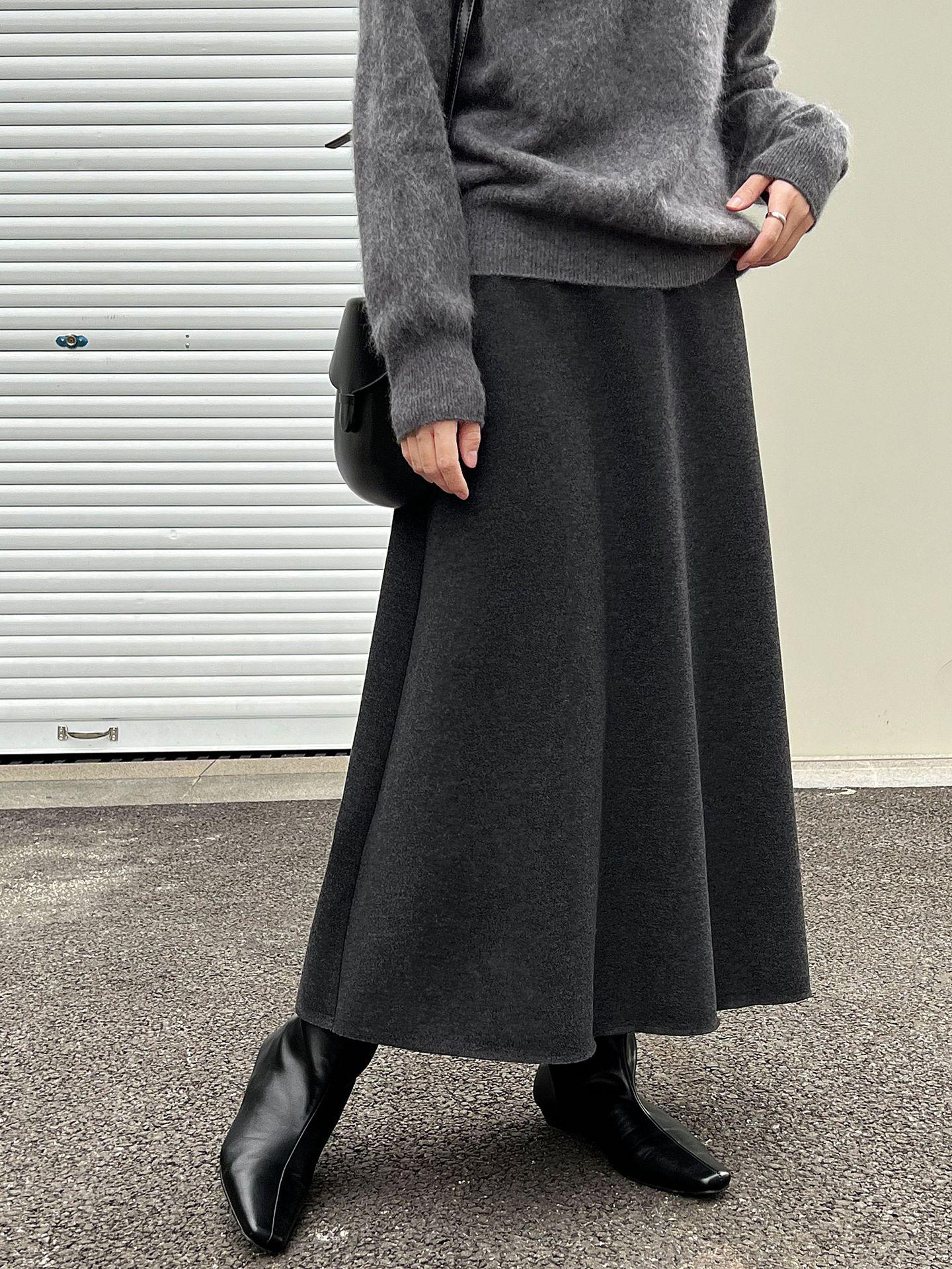 Lu Xi Women s Winter Wool-Lined A-Line Skirt - Long, Casual, Slimming Drape Skirt Medium