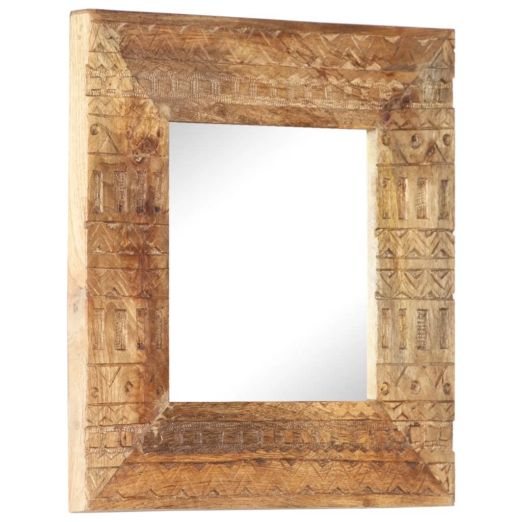 Hand Carved Mirror 50x50x2.5 cm Solid Mango Wood