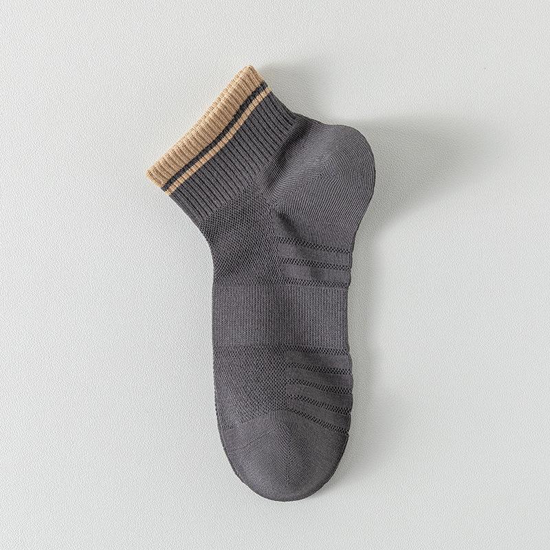 

Мужские летние однотонные хлопковые сетчатые носки без косточек и швов, не скатывающиеся 1 pair темно-серого