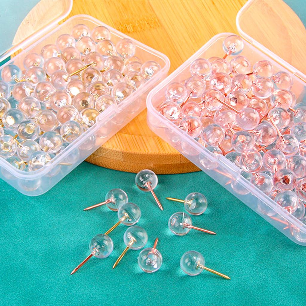 50/100Pieces Ball-shape Push Pins I-shape Map Pins Clear Pushpins for Cork Board Clear Sewing Pins for Fabric Sewing