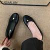Fashion SUOJIALUN 2025 New Women Flat Shoes Fashion Round Toe Shallow Slip On Ladies Elegant Ballerina Soft Flat Heel Dress Single Shoes