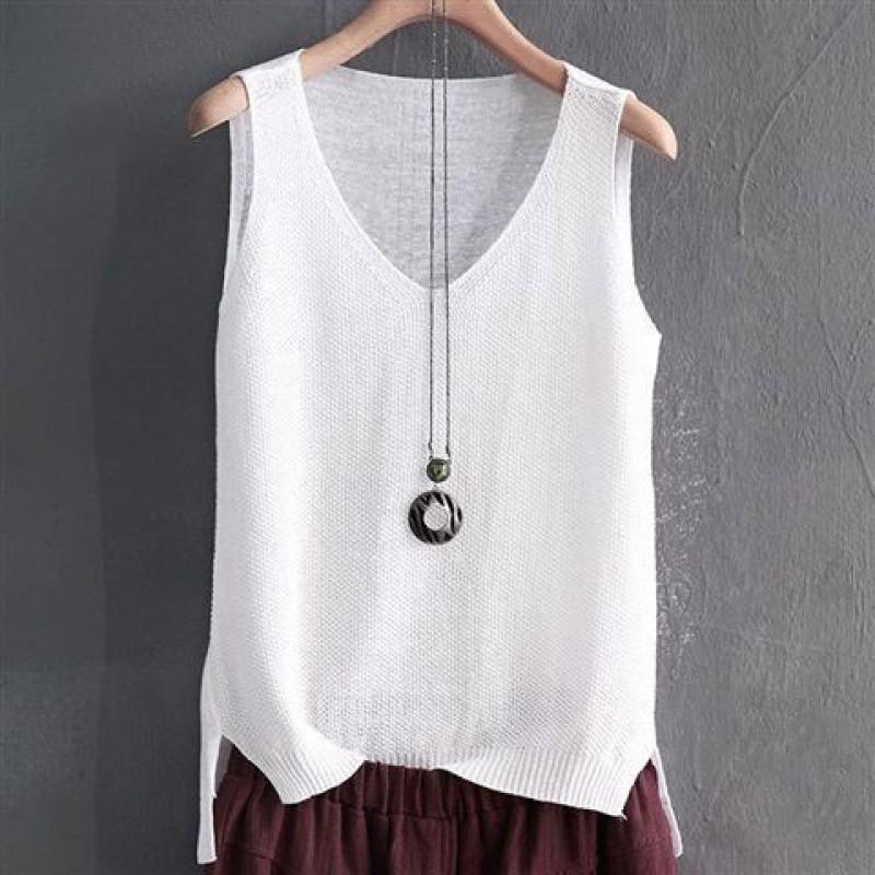 Women Spring V-neck Vest Female Student Knitted Sweater Waistcoat Vest Plus Size