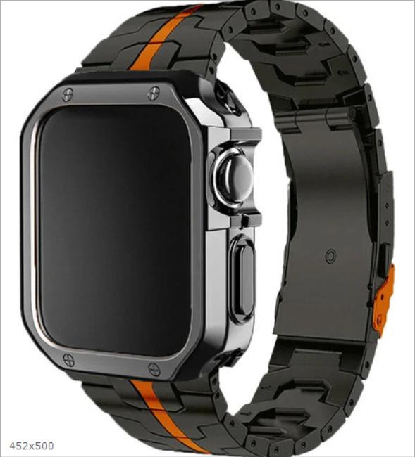 Iron Man Edelstahl-Rüstungsgehäuse mit TPU-Armband für Apple Watch