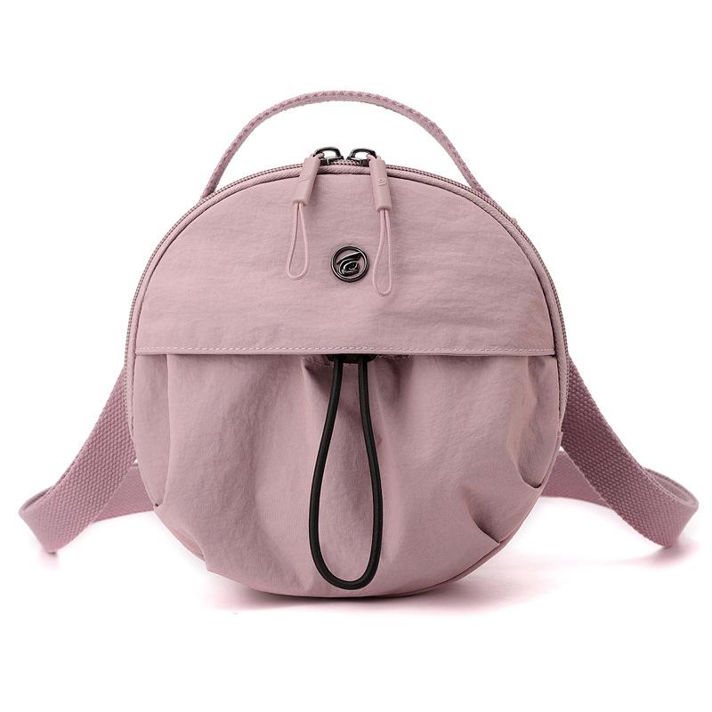Small Korean Style Nylon Shoulder Bag Cellphone Storage Purse Zipper Portable Round Bag Girls Crossbody Bag Top-handle Handbags