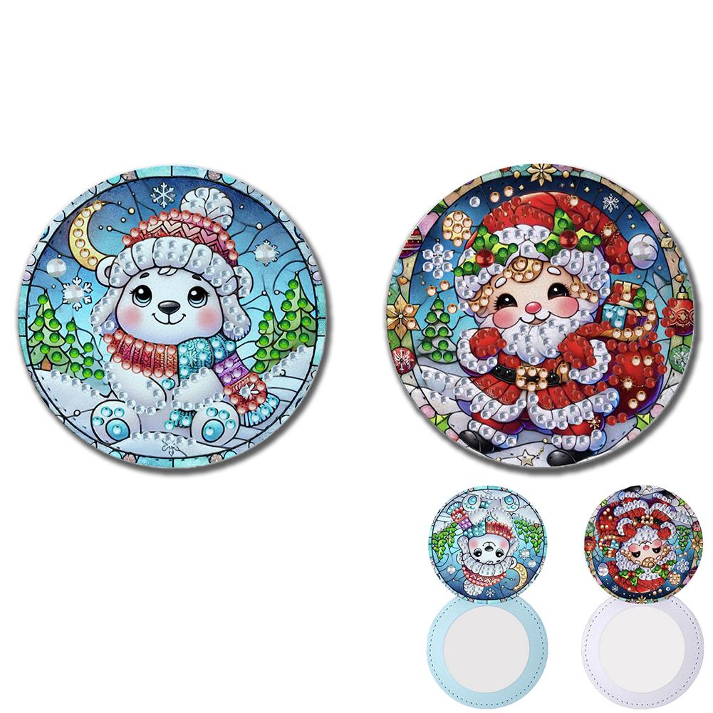 DIY Diamond Art Rhinestones Cosmetic Mirror Diamond Painting Crafts Portable Cosmetic Mirror for Outdoor Travel Hiking Picnic
