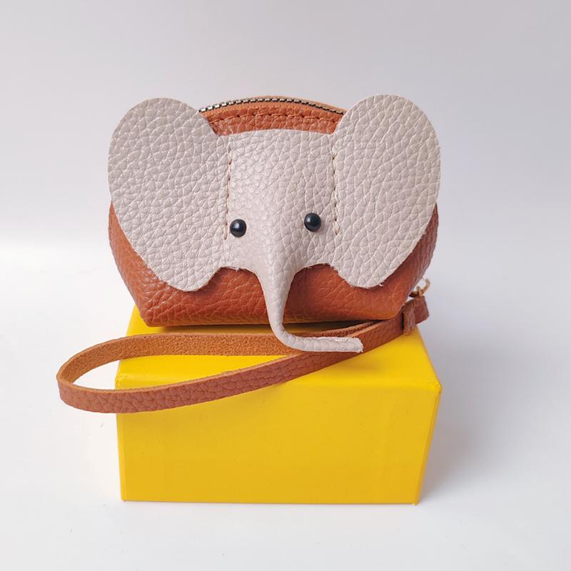 Pu Leather Baby Elephant Coin Purse Women'S Bag Pendant Creative Card Holder Storage Lipstick Envelope Zipper Money Bag