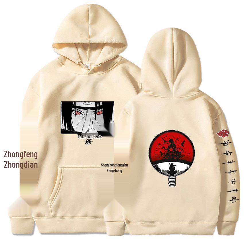 2024 Naruto Anime Men's Trendy Fleece Hooded Sweatshirt - Spring/Autumn Casual Long Sleeve