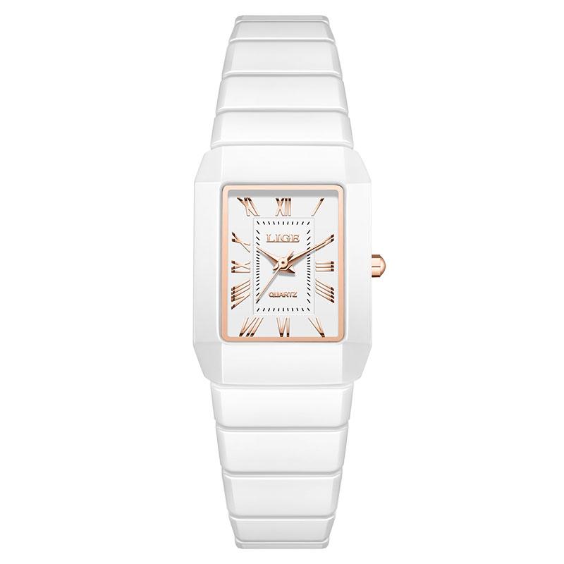 LIGE Fashion Women's Watch Simple Casual Ceramic Waterproof Quartz Watch Women Gift