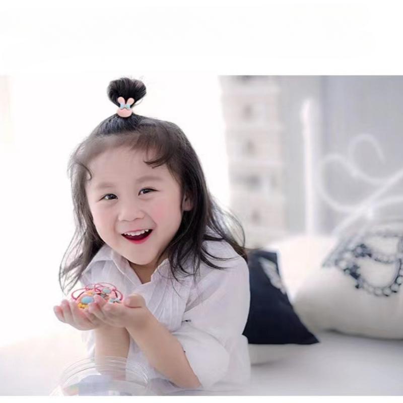 20Pcs/ Box Cartoon Bow Flower Star Elastic Hair Bands Girls Hair Scrunchies Ties Rabbit Rubber Band