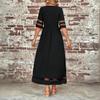 Plus Size Women's Mesh Sleeve Patchwork Pocket Dress