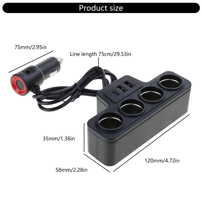 120W Fahrzeug-Netzteil Auto-Ladestation Schnellladefunktion Typ C USB mit langem Kabel für Reisekomfort