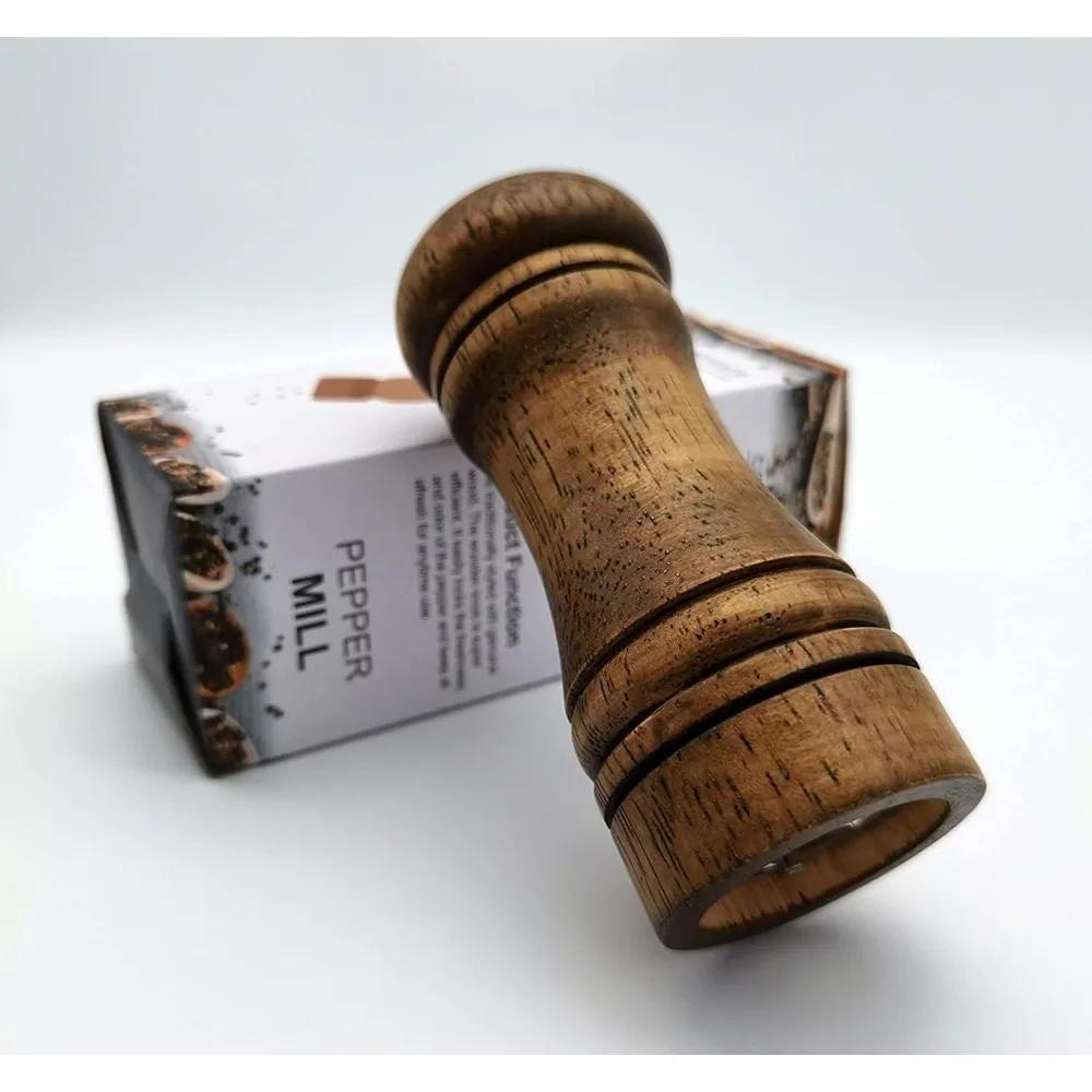 Wooden Pepper/Salt Mill Adjustable Ceramic Mill Hand-Operated Spice Grinders for Home Kitchen Use