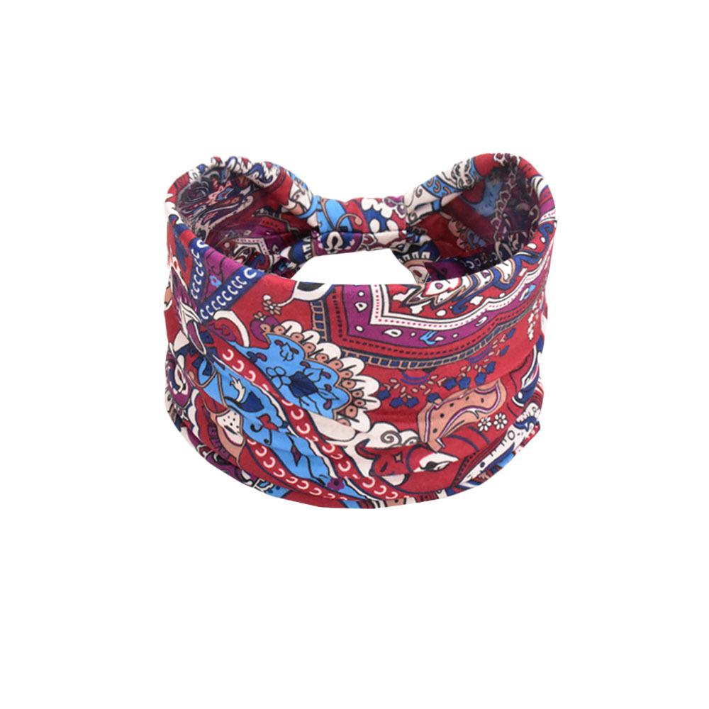 Women's Paisley Sport Yoga Headband - Sweat-Absorbing, Elastic Cotton, Bohemian Style