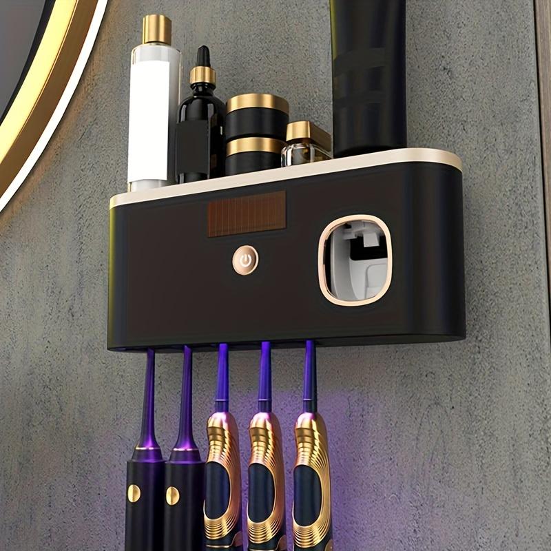 Wall Toothbrush Holder For Bathroom UV Toothbrush Organizer Toothpaste Dispenser USB Rechargeable 5 Slots Bathroom Supplies