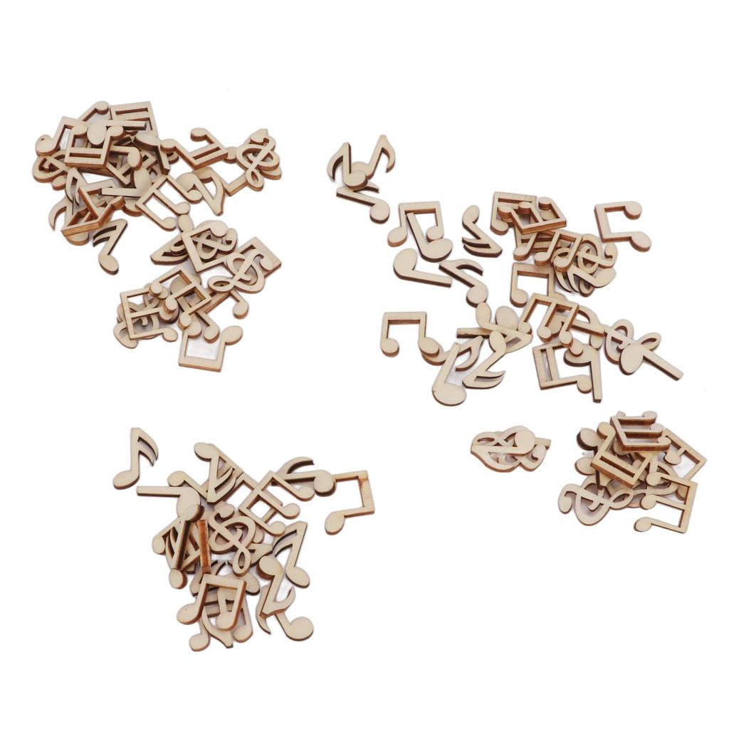 100 Stück Musiknote Holzteile Unbemalt Einfaches Bemalen Fantasie anregen Weit verbreitet Musik