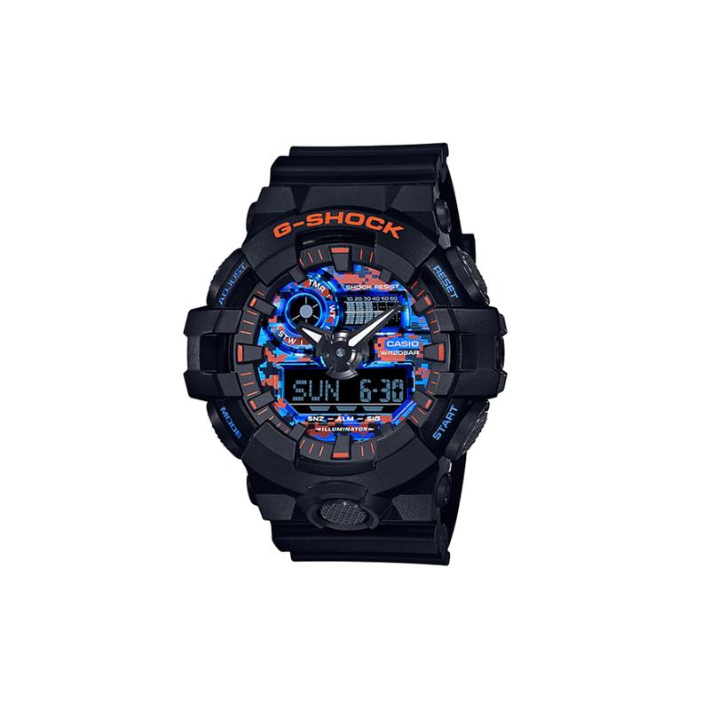 

Casio CASIOG-SHOCK City Battle theme series, night battle, neon trendy street camouflage, quartz movement, resin strap, Japanese and GA-700CT-1APR синий