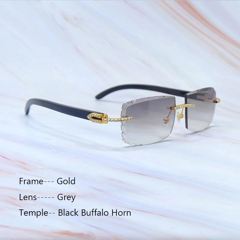 Buzlu Out Güneş Gözlükleri Elmas Kesim Şık Rhinestones Carter Siyah Manda Boynuzu Lüks Gözlük Vintage Güneş Gözlükleri Y2K Dekorasyon