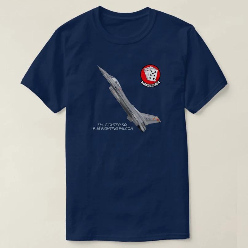 

77th Fighter Squadron F16 Fighting Falcon Fighter Aircraft TShirt 100 Cotton ONeck Summer Short Sleeve Casual Mens Tshirt 4XL