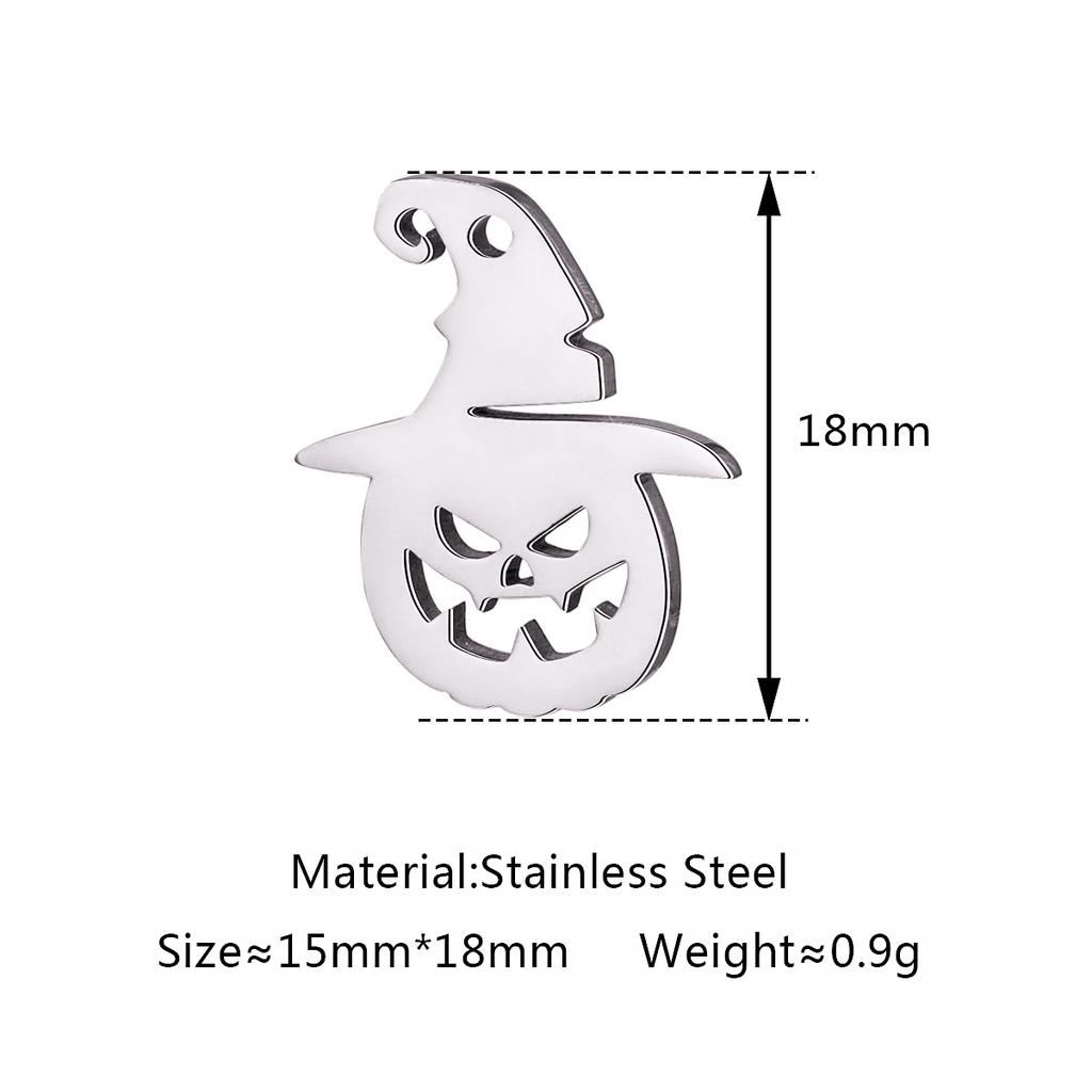5Pcs/Lot Hollow Halloween Theme Charms Stainless Steel Skull/Pumpkin/Vampire Bat/Witch/Spider/Ghost Pendants For Jewelry Makings