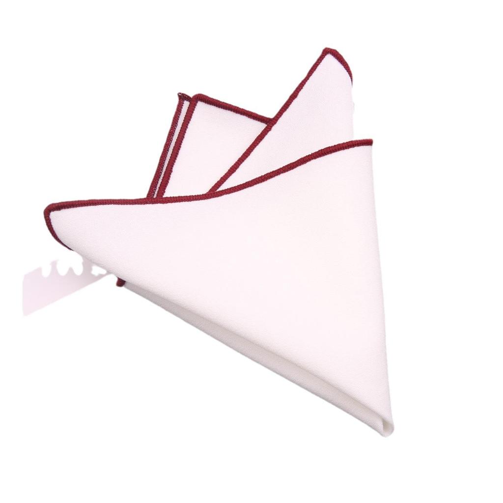 British Men's Formal White Linen-Cotton Pocket Square Handkerchief - Gray Check Design.