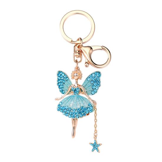 Flower Fairy Keychain Rhinestone Butterfly Wings Fairy Charm Cute Sparkly Keychain Bag Charm Gift for Women Girls