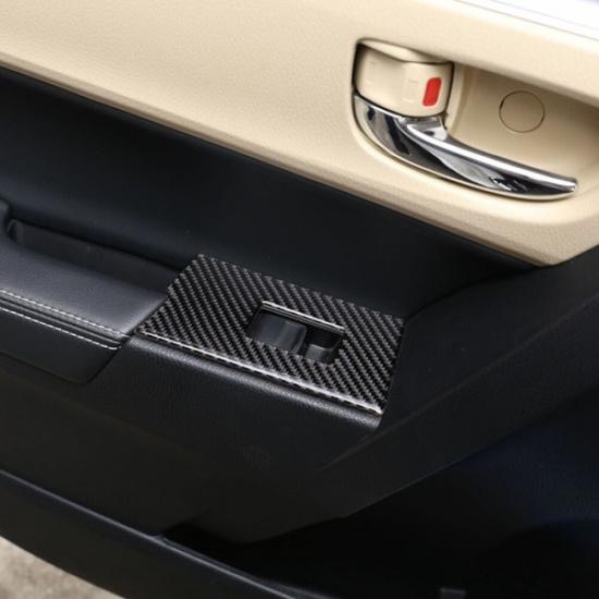 4X For Toyota Corolla 14-18 Carbon Fiber Window Lift Switch Panel Cover Trim-W