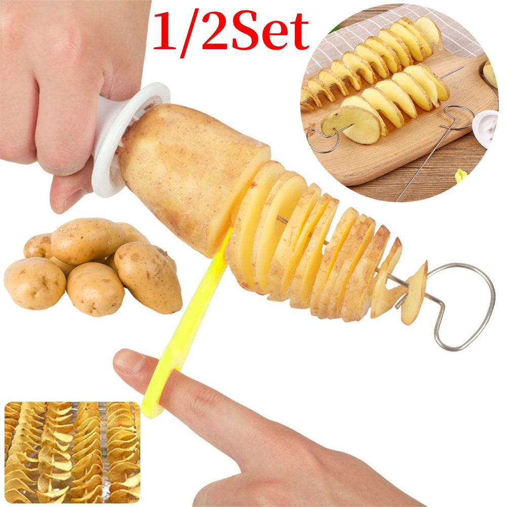 6Pcs Stainless Steel Spiralizer Set Multi-Functional Vegetable Cutter Perfect for Making Spiral Potatoes Carrots Kitchen Tool