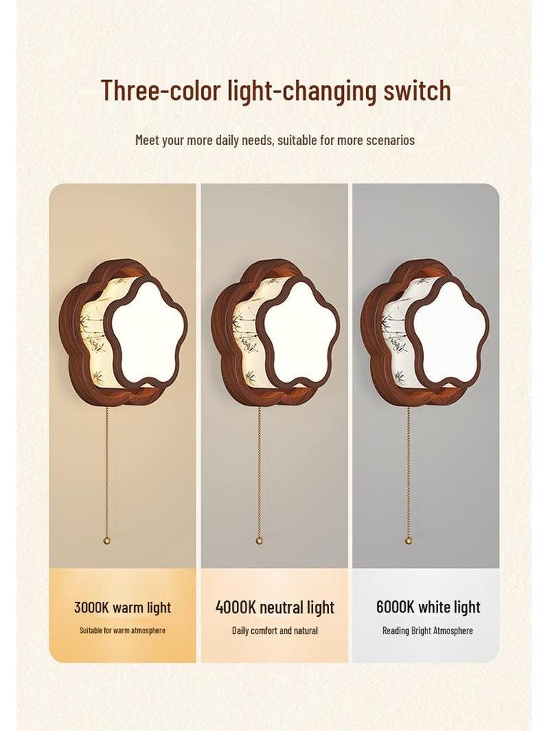 Song Dynasty-Inspired Wall Lamp with Walnut Grain